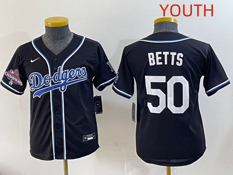 Youth 2025 Los Angeles Dodgers 50 Betts Black Three generations Fashion Nike MLB Jersey style 6